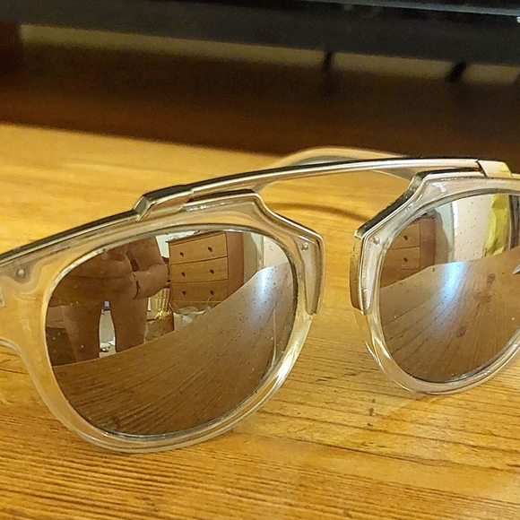 Mirrored Lens Round Aviator Unisex Sunglasses - Picture 3 of 6